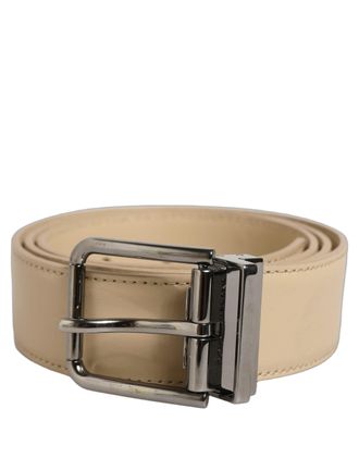 Dolce & Gabbana Leather with Metal Buckle Belt - Beige