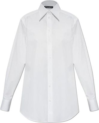 Dolce & Gabbana Fitted Cotton Shirt - Dames - Overhemden - Wit - S - Katoen - Overhemden