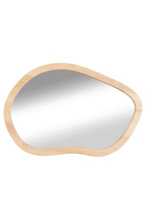 Ambia Home Wandspiegel, Holz, Glas, Kautschukholz, massiv, organisch, 58x1.2x40 cm, Garderobe, Garderobenspiegel