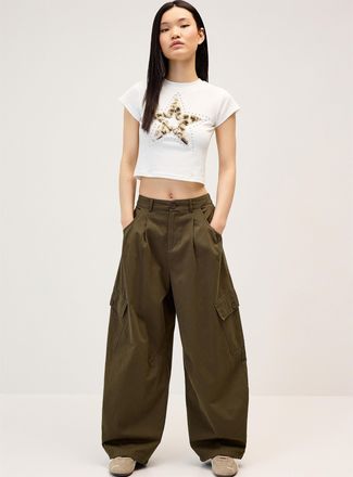 Twik Womens Twill barrel-leg cargo pant