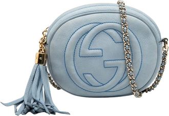 Gucci Pre-owned Cross Body Bags, female, Blue, Size: ONE SIZE Pre-owned Shoulder Bag with Chain Strap