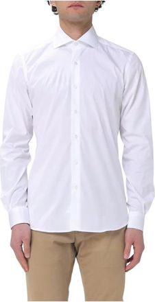 Fay Stretch overhemd met Franse kraag - Heren - Zakelijke Overhemden - Wit - 2XL - Katoen - Overhemden