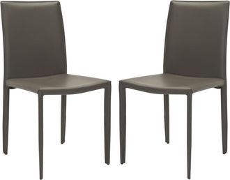 Safavieh Set de 2 sillas de comedor en cuero sintetico gris