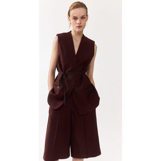 H&M Belted Waistcoat in Dark Brown at Nordstrom, Size X-Small