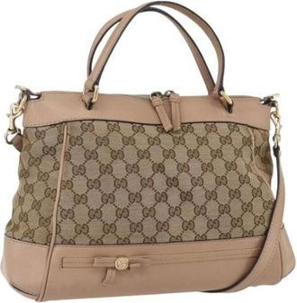 Gucci Pre-owned Handbags, female, Beige, Size: ONE SIZE Pre-owned Canvas Handbag