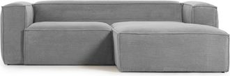 K Home 2,5-Sitzer Ecksofa Cord Klocks mit Chaiselongue - Grau
