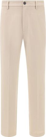 Boggi Milano Broeken, Heren, Beige, W32, Katoen, Tricotine Stretch Broek