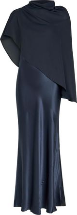 Reformation Lilibeth Cape-effect Silk Midi Dress - Navy - S (UK8-10 / S)