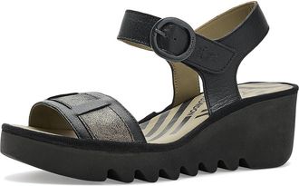 FLY London Beik618fly Womens Sandals Black/Graph : EU 41 (US Womens 10-10.5) M, Leather