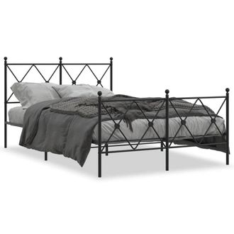 Berkfield Home Metal Bed Frame without Mattress with Footboard Black 120x190cm | Size: 120x190 cm