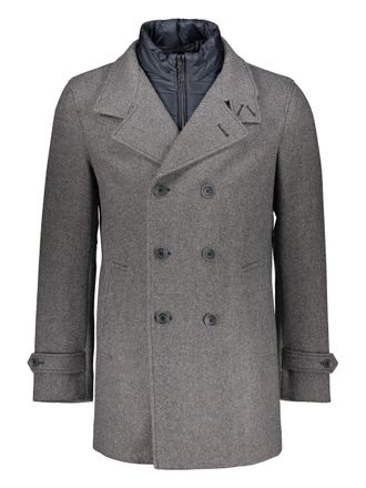 Herno removable-panel double-breasted coat - men - Recycled Wool/Polyamide/Polyester - 50 - Grey