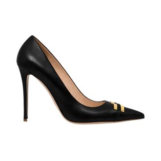 Elisabetta Franchi Pumps, female, Black, Size: 10 US Leather Pump with Logo Detail