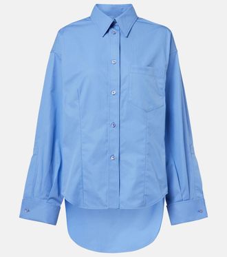 Balenciaga Camisa asim&eacute;trica de popel&iacute;n de algod&oacute;n