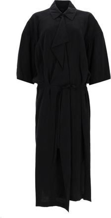 Christophe Lemaire Black Shirt Collar Midi Dress