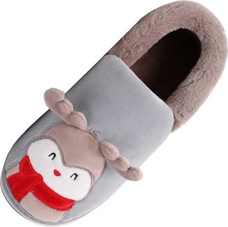 Generic Ladies Slippers Cozy Fleece With Cute Embroidery For Indoor Comfort And Warmth In Fall Winter Anti Slip Home Cute Cartoon For Her Cozy Slippers For Wo