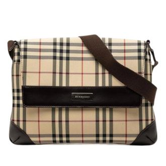 Burberry Pre-owned Cross Body Bags, female, Beige, Size: ONE SIZE Pre-owned Canvas Crossbody Bag