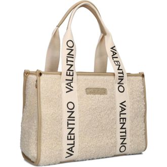 Valentino Tassen, Dames, Beige, ONE Size, Tweed, Beige Leatherlook Shopper Tas