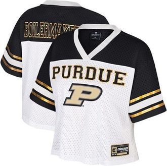 Colosseum Womens Colosseum White Purdue Boilermakers Treasure Cropped Football Jersey at Nordstrom, Size Xx-Large