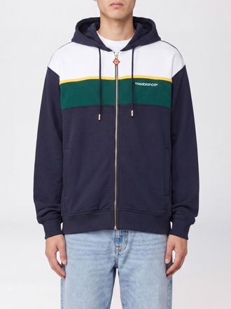 Casablanca Striped Organic Cotton Zip-Up Hoodie with Embroidered Logo