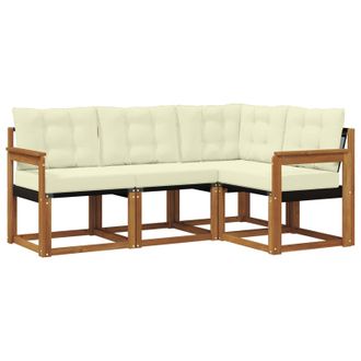 vidaXL Conjunto De Sof&aacute;s De Exterior Con Coj&iacute;n 4 Pcs Natural Y Crema Vidaxl