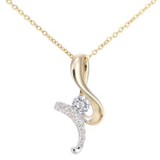 Diamant L'éternel Womens 9ct Yellow and White Gold Twist Design Diamond Pendant Necklace of Length 46cm - One Size