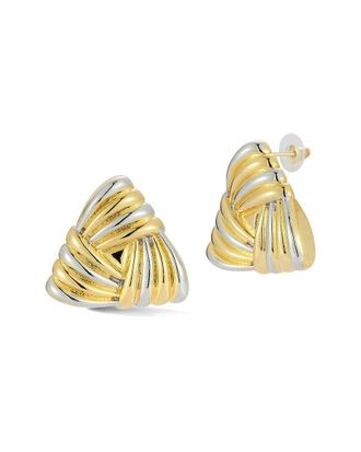 Glaze Jewelry Plated Two-Tone Vintage Inspired Triangular Stud Earrings