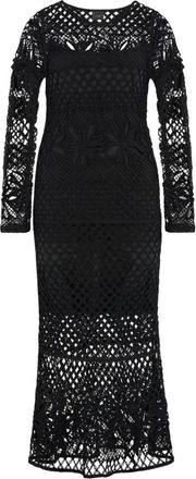 Pinko Openwork Knit Long Dress - Dames - Kleedjes - Zwart - M - Kleedjes