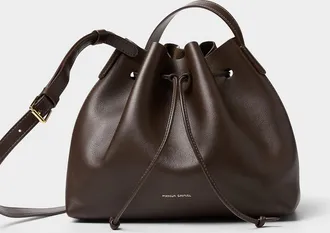 Mansur Gavriel Womens Secchio chocolate brown grained leather crossbody bag