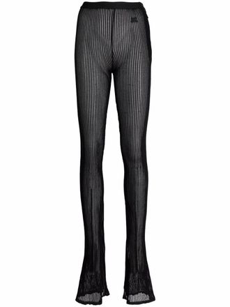 Courrèges sheer embroidered-logo trousers - women - Fabric - 38 - Black