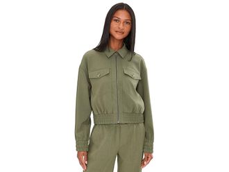 Liverpool L.A. Zip Front Jacket Womens Jacket Martini Olive : SM, Cotton/Denim/Polyester