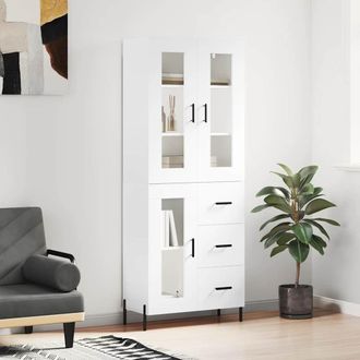 vidaXL Vidaxl - Aparador Alto Madera Contrachapada Blanco 69,5x34x180 Cm