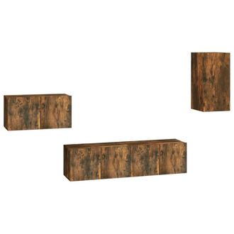 Berkfield Home 4 Piece TV Cabinet Set Smoked Oak Engineered Wood in Brown