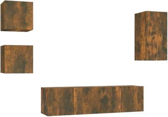 vidaXL 5 Piece TV Cabinet Set Smoked Oak Engineered Wood vidaXL