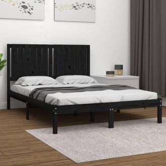 vidaXL Giroletto Nero in Legno Massello di Pino 140x190 cm - Vidaxl