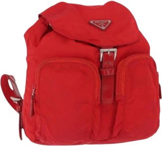 Prada Pre-owned Backpacks, female, Red, Size: ONE SIZE Pre-owned Nylon Backpack
