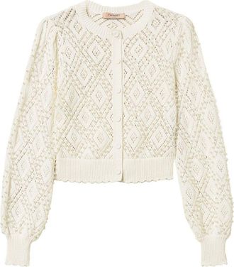 Twinset Ivory Knitted Cotton Cardigan
