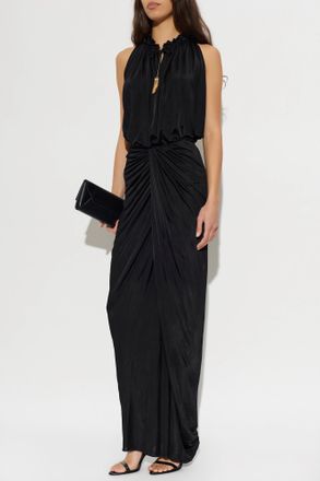 Balmain Long Skirt With Draping, Womens, Black