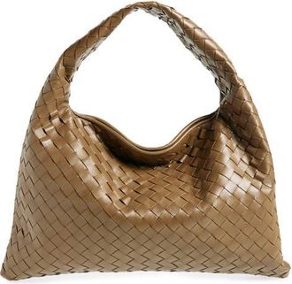 Bottega Veneta Small Hop Intrecciato Leather Hobo Bag in 2360 Pinecone-M Brass at Nordstrom