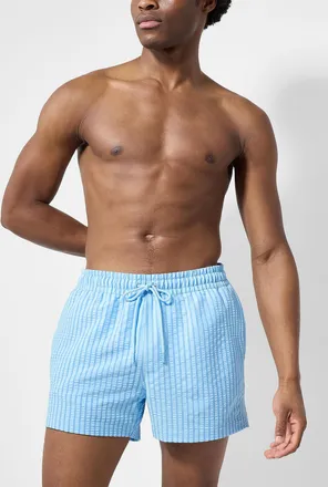 Simons Mens Monochrome stripe seersucker swim trunk