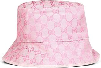 Gucci Womens Bucket Hat Gg Canvas Pink Polyester