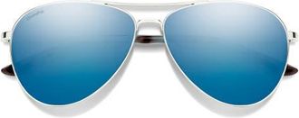 Smith Langley II 61mm ChromaPop Polarized Aviator Sunglasses in Silver /Blue Mirror at Nordstrom