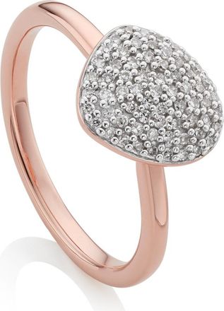 Monica Vinader Rose Gold Nura Small Pebble Stacking Diamond Ring Diamond