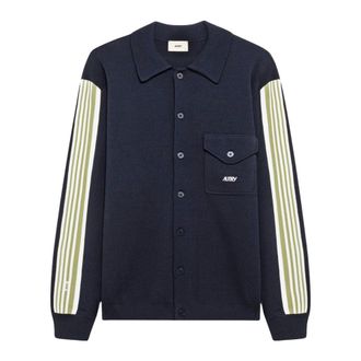 Autry Cardigans, male, Blue, Size: S Viscose Blend Jacket With Logo