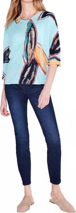 Nic+Zoe Giana Grove Sweater In Aqua Multi