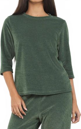 La Made Santa Monica Velour Mitered Back Tee In Forrest Green