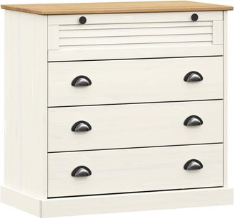 vidaXL C&oacute;moda Vigo Madera Maciza Pino Blanco 80x40x76 Cm Vidaxl