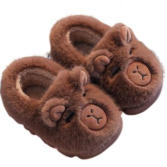Generic Capybara Slippers for Kids, Cute Plush Capybara Shoes for Aldult Warm Fuzzy Memory Foam with Anti-Slip Sole (Brown C, UK, Adult, Women, 7.5, Numeric R