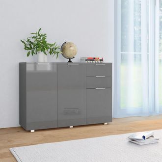 vidaXL Aparador Gris Brillante 107x35x80,5 Cm Vidaxl