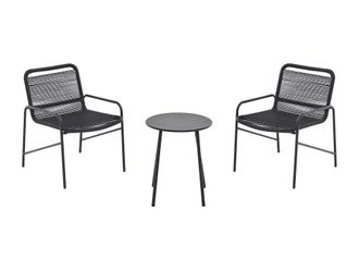VENTE-UNIQUE.COM Conjunto de sal&oacute;n para jard&iacute;n metal negro