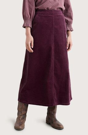 Seasalt Cornwall Window Wren Organic Cotton Corduroy Midi Skirt in Dark Hellebore at Nordstrom, Size 16 Us